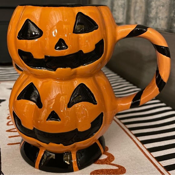 GLOBAL DESIGN CONNECTIONS Set Of 2 Jack-O-Lantern Pumpkin Coffee Tea Mug NWOT 🎃 - Picture 2 of 7